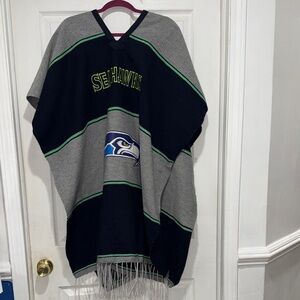 Seahawks Gray and Blue Poncho